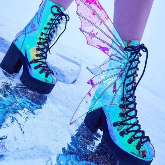 holographic platform shoes